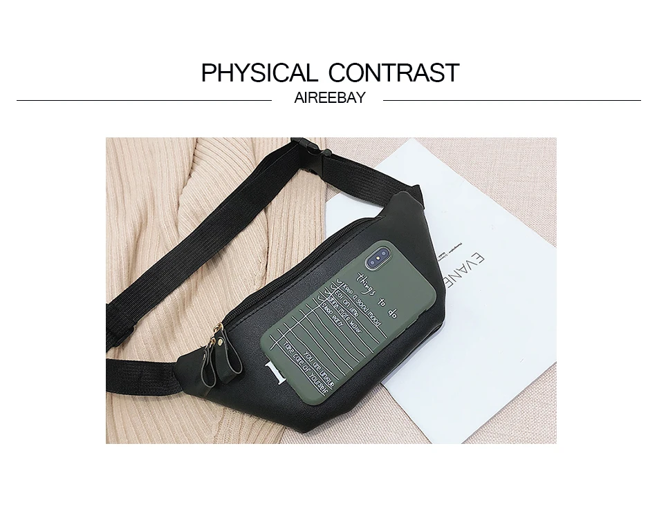 AIREEBAY, модная Женская поясная сумка, черные женские Поясные Сумки из искусственной кожи, розовая маленькая поясная сумка для леди, дорожные нагрудные сумки для телефона