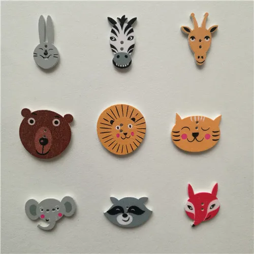 Animal head 50 шт. декоративные кнопки для детей аксессуары для скрапбукинга шитья Смешанные Цветочные деревянные кнопки печать одежды ремесла животных - Цвет: Animal head