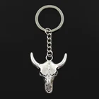 Модный брелок для ключей 30 мм, металлический брелок для ключей, ювелирные изделия, античная бронза, серебряное покрытие, Череп, бык, голова быка, 41x38 мм, подвеска
