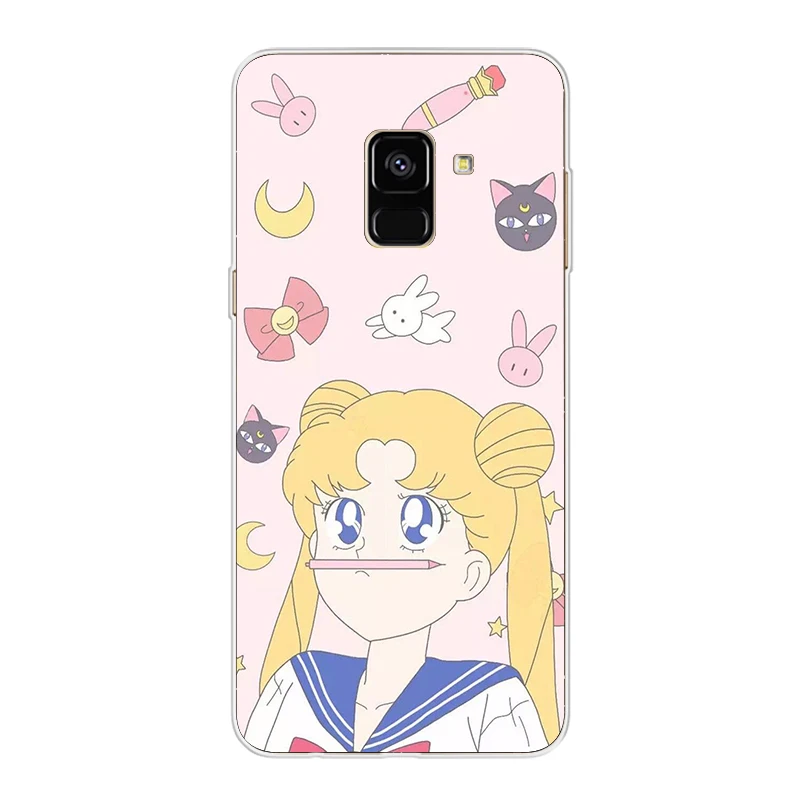 ciciber Cover For Samsung Galaxy A8 A7 A5 A6 A9 A3 2018 2017 2016 A6S Plus Star Phone Cases Soft TPU Anime Girl Sailor Moon Capa |