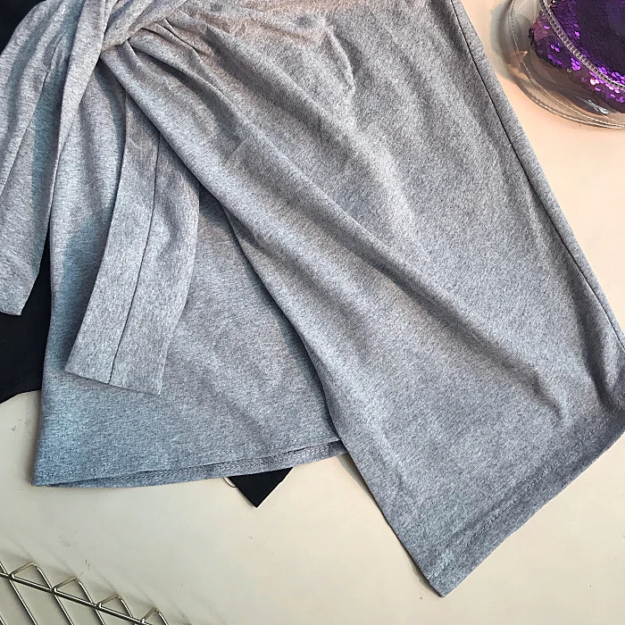 Flectit Black Grey Asymmetrical Knotted Mini Skirt with Bow Sexy Womens Skirts Party Club Wear | Женская одежда
