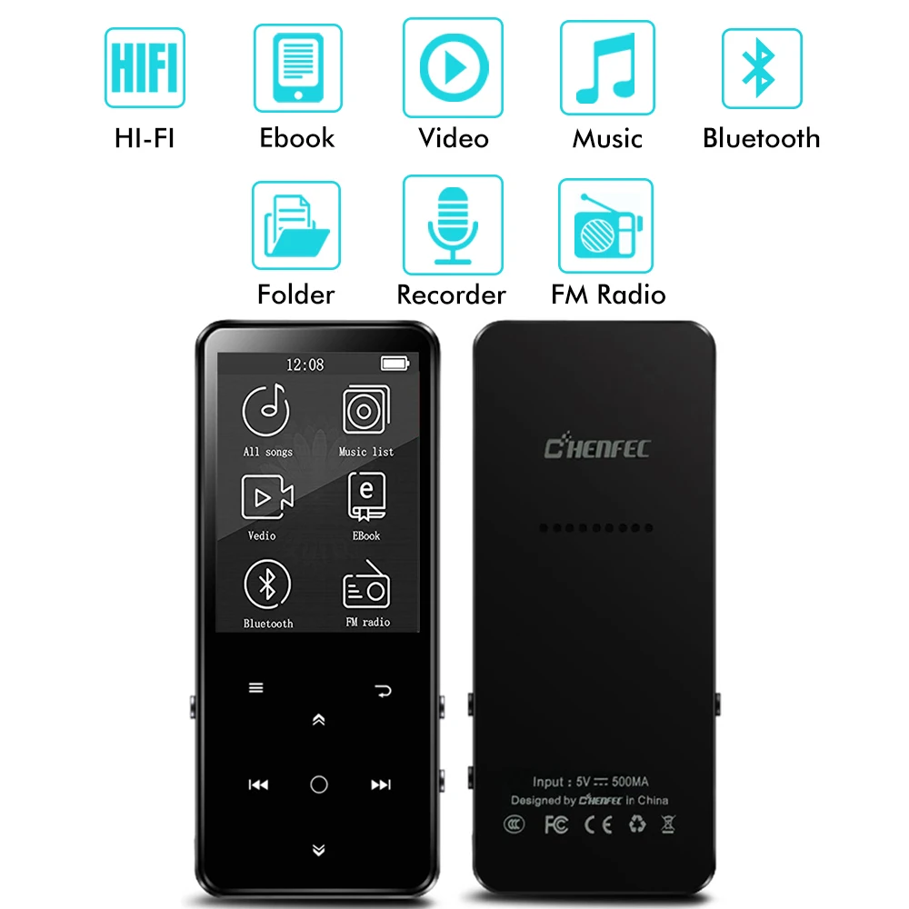 CHENFEC C10 Bluetooth 4,0 MP3 плеер 16 Гб металл с 2,4 дюймов Большой HD экран Поддержка динамик FM радио Музыкальный рекордер радиосд MP3