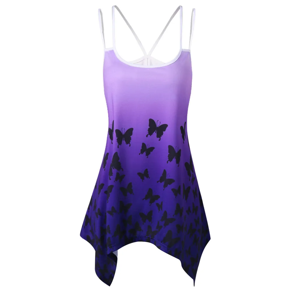 Майка женская с бандажным ремешком модная рубашка принтом бабочки пикантный