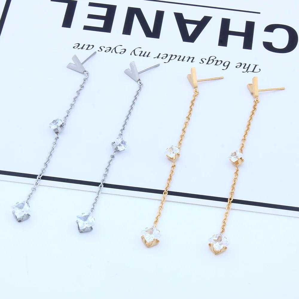 Длинные серьги SHE WEIER 2018 для женщин женские корейские из нержавеющей стали модные