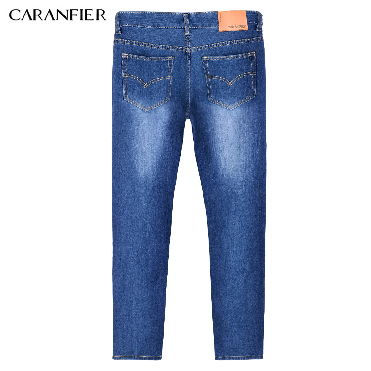 CARANFIER New Blue Jeans Men Straight Denim Trousers High Quality Classic simple Cotton Brand Buttons Men's | Мужские джинсы