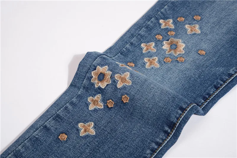 2017 летние новые модные брендовые хлопковые джинсы-карандаш с цветочным узором и