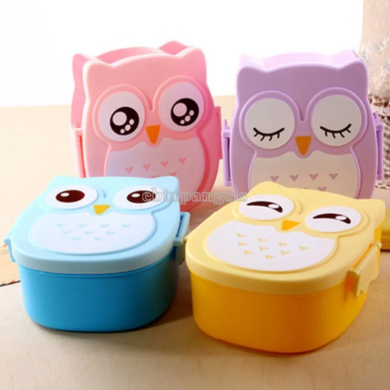 Сова Портативный Bento пластик милый мультфильм еда прибор для хранения фруктов