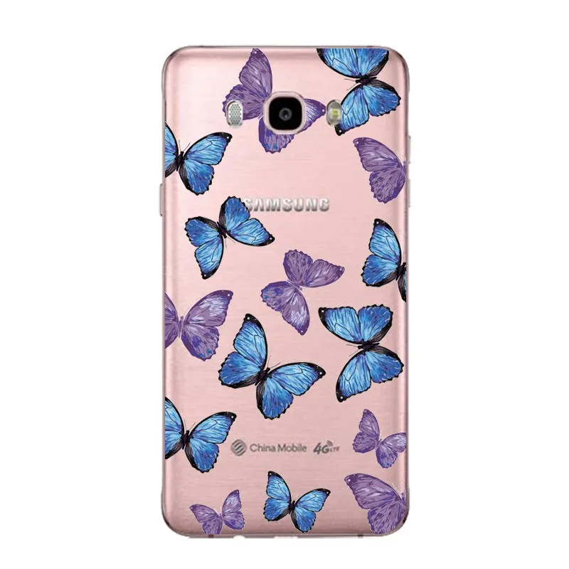 Flora Soft Clear TPU Phone Case For Samsung J3 J5 J7 S6 S7 S8 note8 A3 A5 C7 J2prime Butterfly Cloud Heart Cover Free Shipping | Мобильные