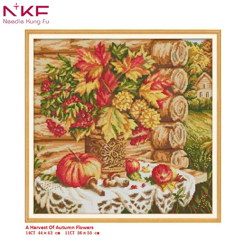 NKF Новое поступление Урожай осеннего цветка 11CT 14CT вышивка по схеме с номерами