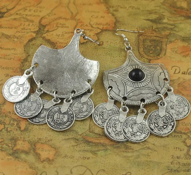 Винтажные этнический племен Jhumka Jhumki резные Мексика Цыганская Индия традиция