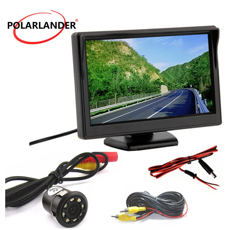 5 Inch TFT Screen With Lamp 18.5mm LED Plug-In Rear Camera Reversing Parking Monitor Back-up HD Desktop Display | Автомобили и