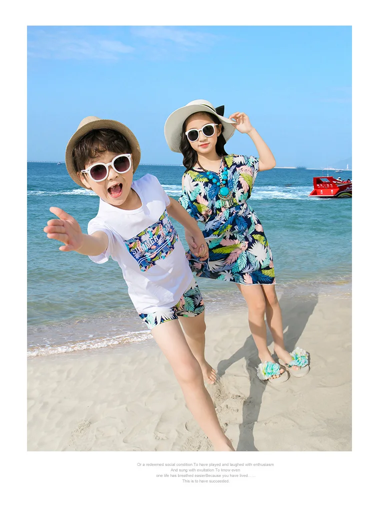 2018 Summer Family matching clothes mother daughter dresses father son outfits Girl Boy family look holiday blue Free Shipping | Мать и