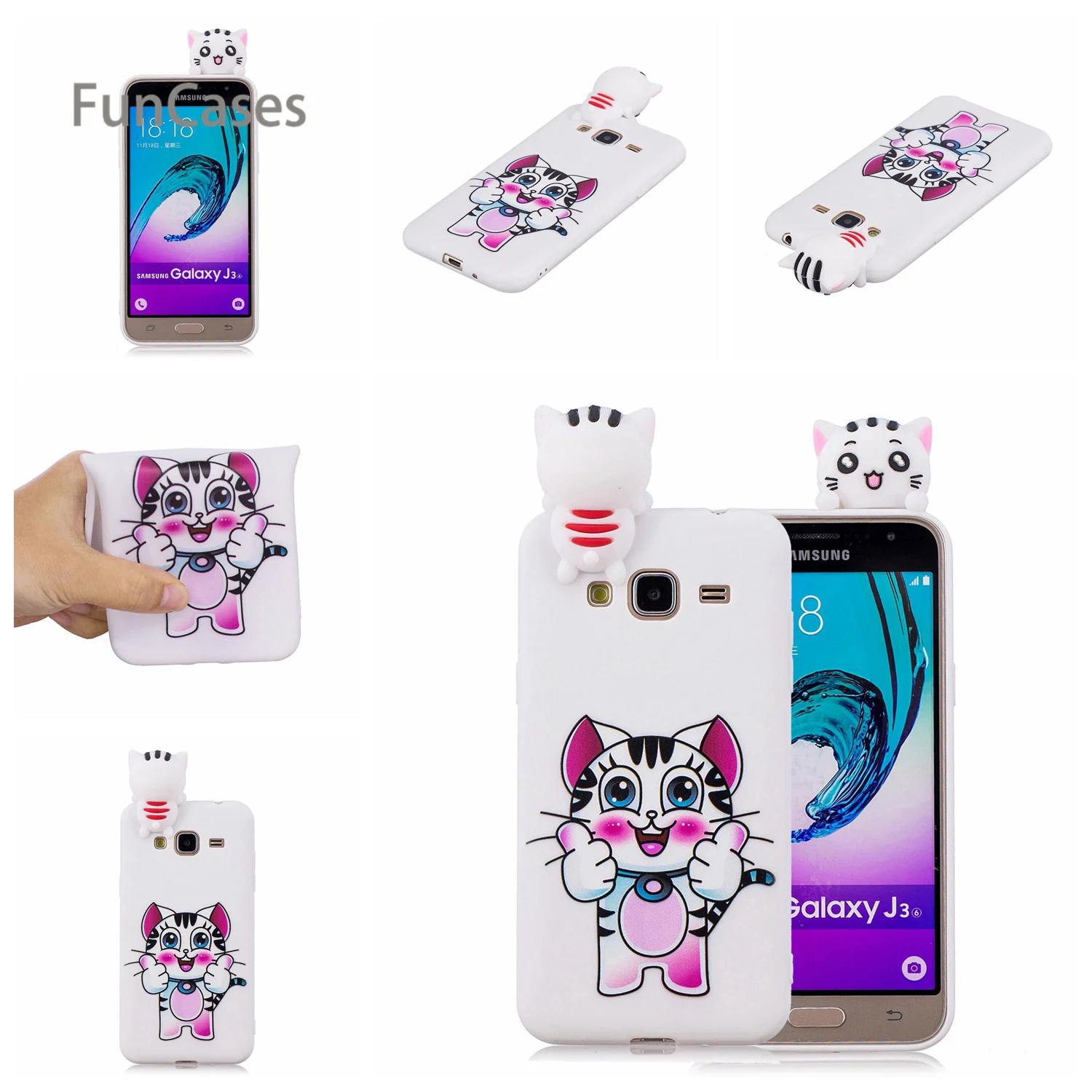 3D Единорог чехол для телефона СПС Hoesjes samsung J3 задняя панель из мягкого силикона с