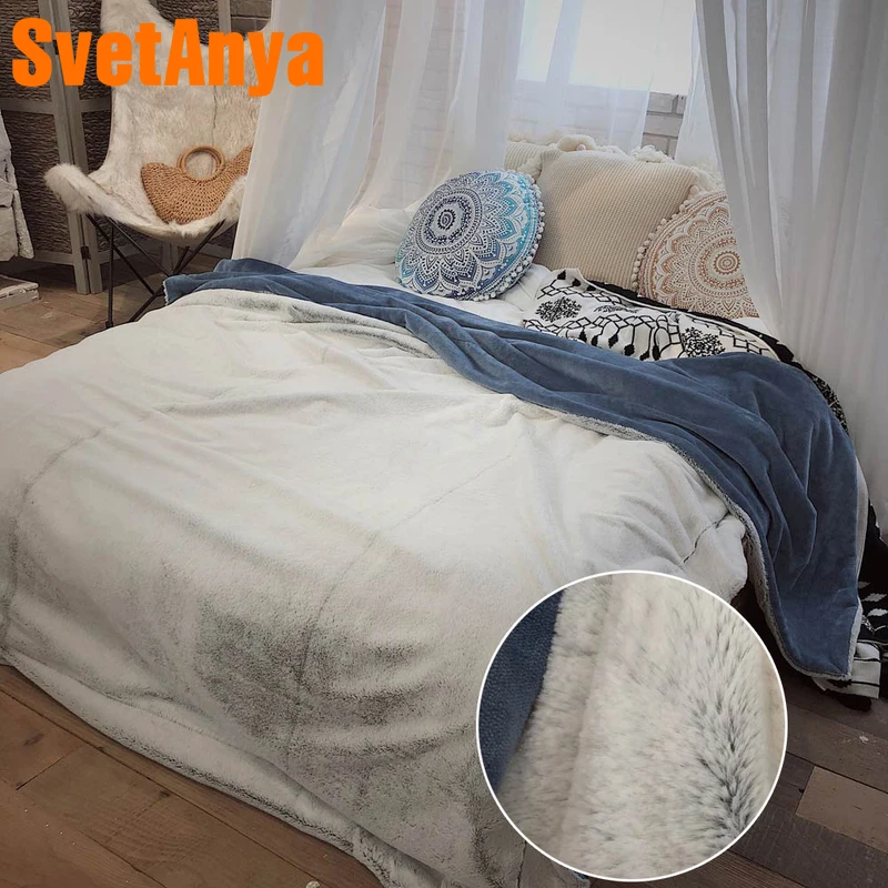 Svetanya искусственное O Y M Y A K O N снежное одеяло из меха кролика постельное белье покрывало для дивана толстое мягкое и теплое