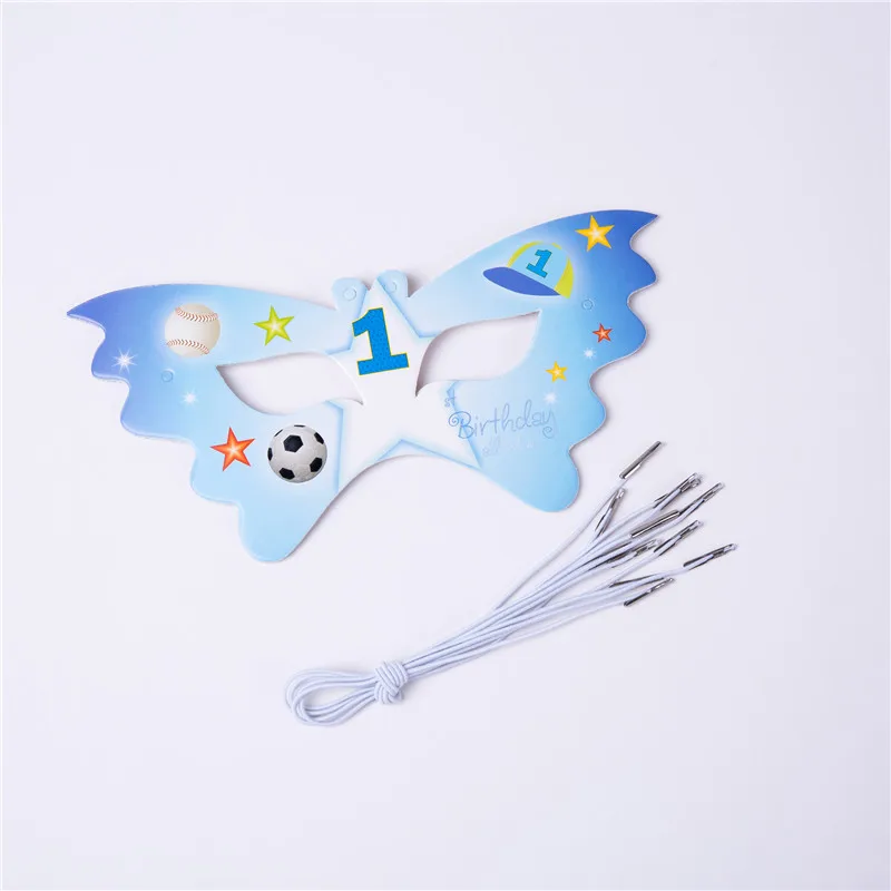 Mask 6 pcs 1-я Спортивная Тема дети с днем рождения украшения для мальчика Одноразовый бумажный стаканчик, тарелка салфетки скатерть для душа - Цвет: Mask 6 pcs