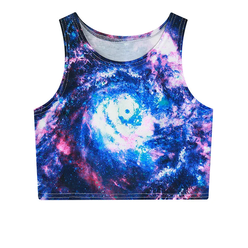 Топы на бретелях с принтом Галактики для женщин/девочек летние футболки 3D