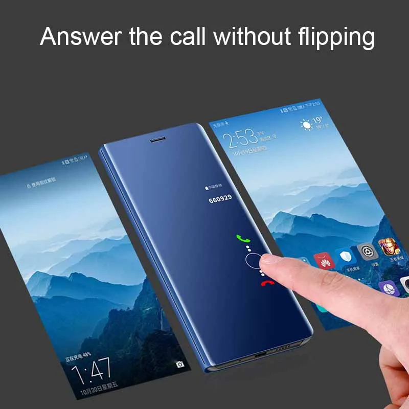 Note 9 чехол для телефона samsung Galaxy note s9 s8 plus зеркальный дизайн кожаный флип Подставка
