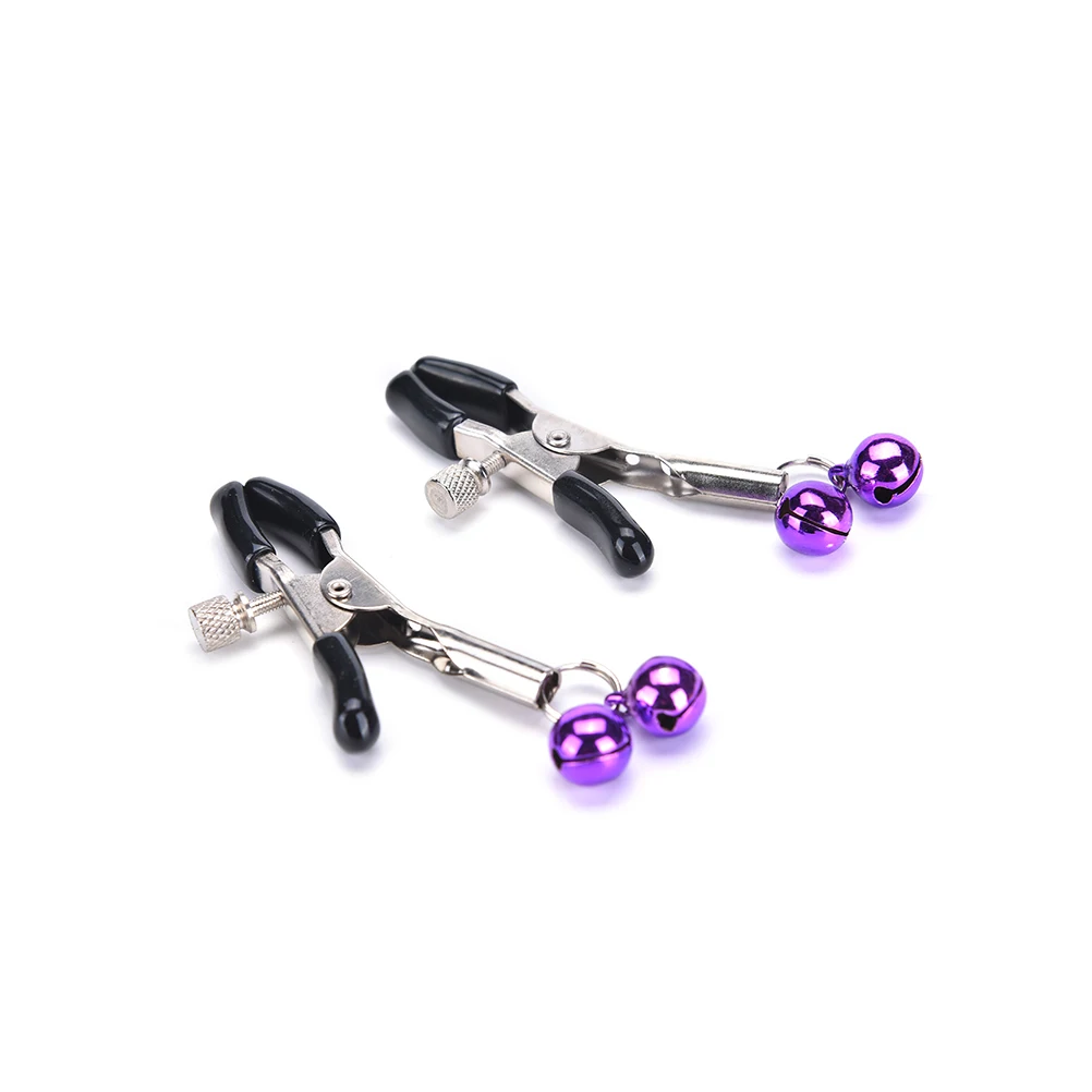 

1 pc Women Fetish Flirt Bondage Breast Nipple Clamps Clips 2 Bells Random Color