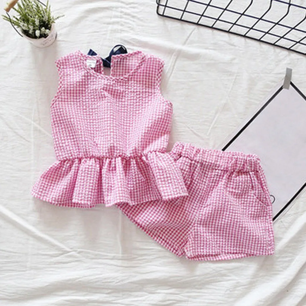 Perimedes/Лидер продаж комплект одежды для маленьких девочек roupas infantis menina клетчатый