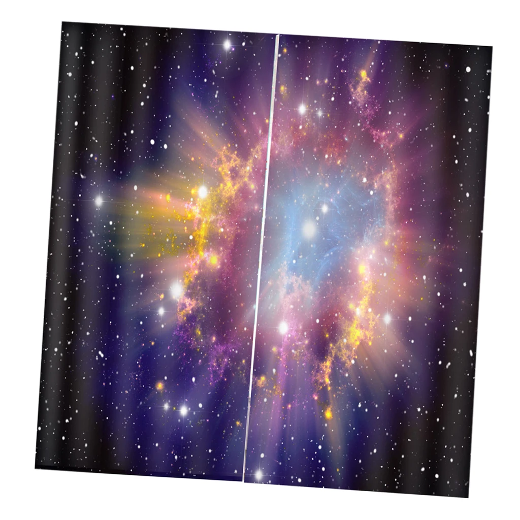 Starry sky Практичная обработка окна декоративные Полиэстеровые пейзажи 3D печать картина затемнение занавес, 2 панели/комплект(59'W x 65'L - Color: Starry sky
