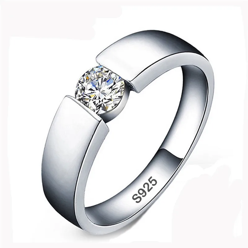 Косынка мужской 925 Серебряное кольцо комплект 0.6ct AAAAA CZ Diamant заниматься Для мужчин