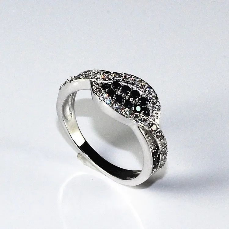 2016 обручальное кольцо на палец элегантные серебряные черные кольца с камнем для