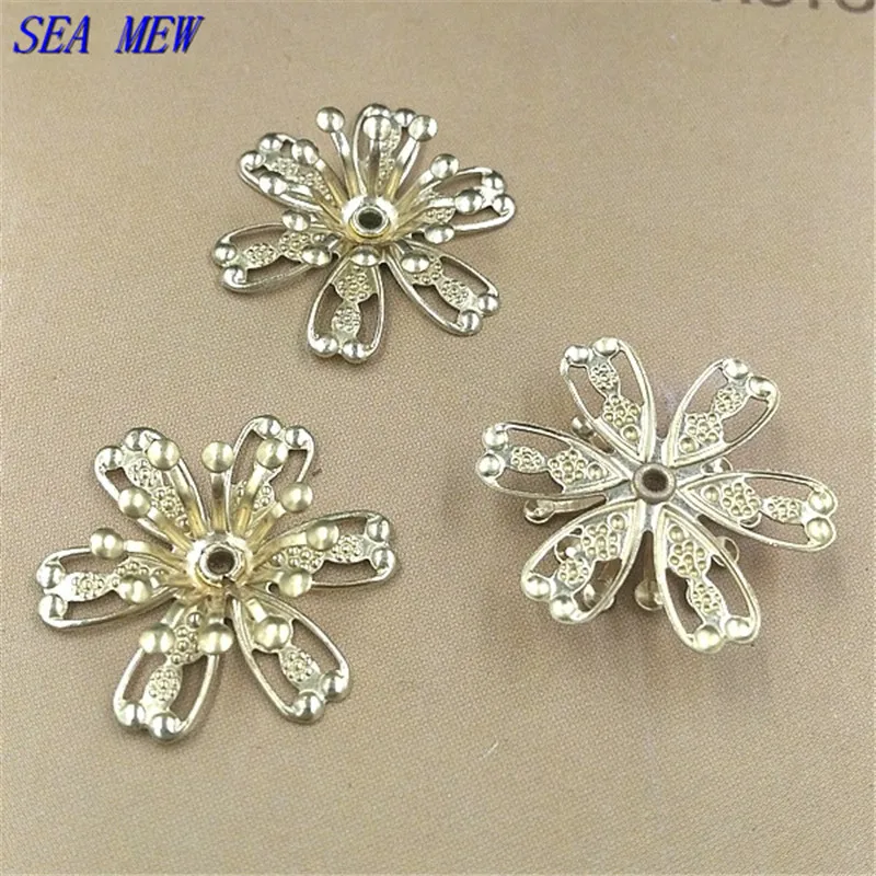 SEA MEW 50 шт. 18 мм 4 цвета покрытые медью модные открытые шапочки для бусин фурнитура