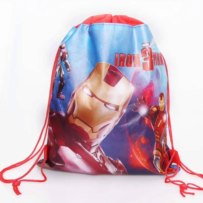 Iron Man 1 шт./лот детский душ Mochila нетканый материал для мальчиков сувениры рюкзак Супер Марио украшения День Рождения Вечеринка шнурок подарки сумки - Цвет: Iron Man