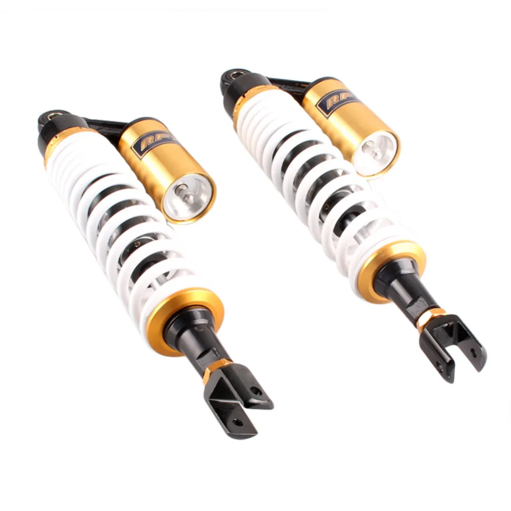 

415mm Rear Air Shocks Absorber Suspension Cushion With Clevis For Honda UTV Quad Scooter Moped ATV, White/Gold