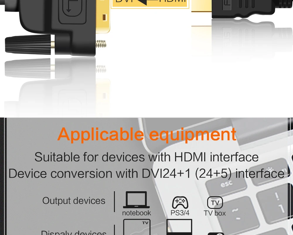 1080P кабель HDMI-DVI 24+ 1 pin адаптер позолоченный мужской-Мужской HDMI кабель для HD HDTV HD PC xbox 1 м 1,8 м 2 м 3 м 5 м