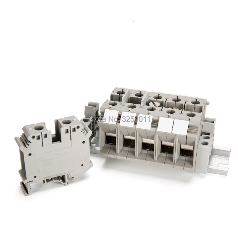

40PCS DIN rail Wiring board connector terminals copper part 35.0mm UK-35N grey gray Cable row connection