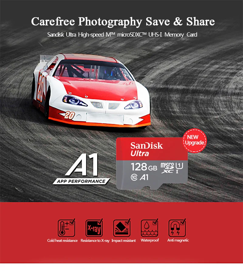 SanDisk, 100 МБ/с./с, 64 ГБ, Micro SD карта, 128 ГБ, 64 ГБ, 32 ГБ, 16 ГБ, U1, класс 10, высокое качество, карта памяти, microsd, флеш-карта