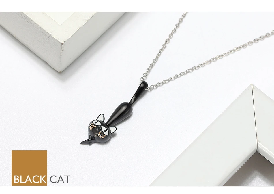 ORSA JEWELS подлинное серебряное ожерелье с подвеской из 925 пробы с черным пистолетом и кошкой, висящее ожерелье с выемками для ходячих кошек, подарок SN98
