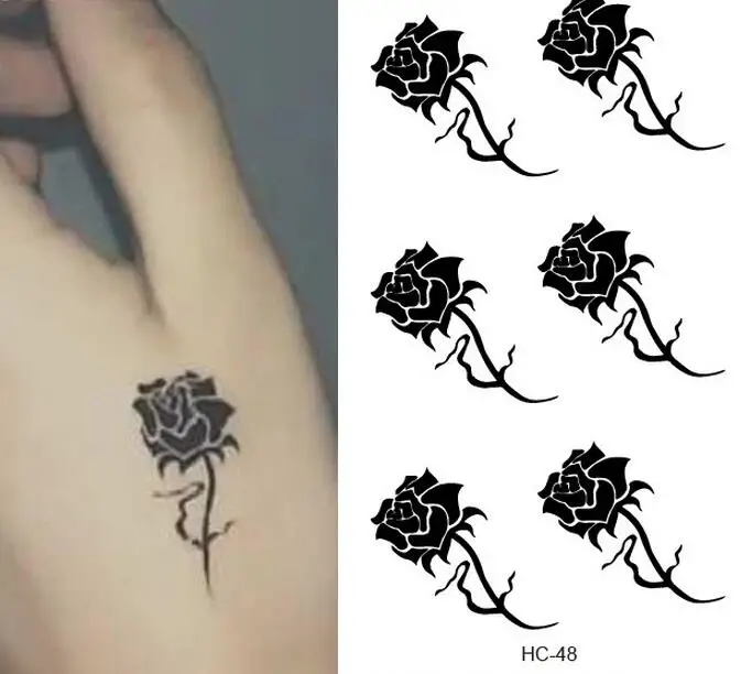 Роза ручка татуировка тигр er водонепроницаемая бумага цветок татуировки черный