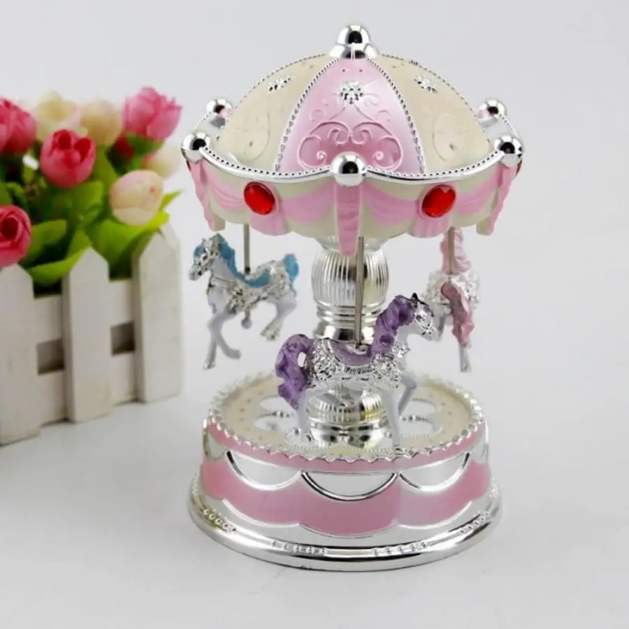 Новая светодиодная музыкальная шкатулка Merry go round Carousel для рабочего стола