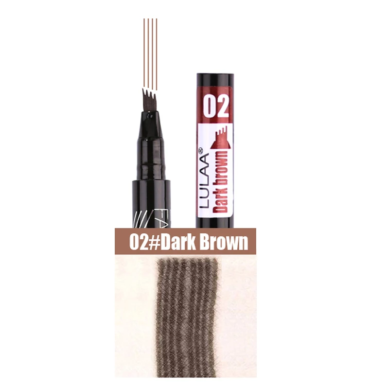 dark brown LULAA, натуральная ручка для бровей, четыре цвета, карандаш для бровей, четыре когтя, для бровей, ТИНТ, макияж, водостойкая, коричневая, черная, серая кисть, косметика - Цвет: dark brown