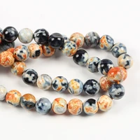 6 8 10mm natural stone orange white dot round loose beads fit diy handmade loose spacer beads for jewelry making