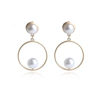 big circle pearl hoop earrings gold color metal pearl earrings for women white simulated pearl delightful wedding design