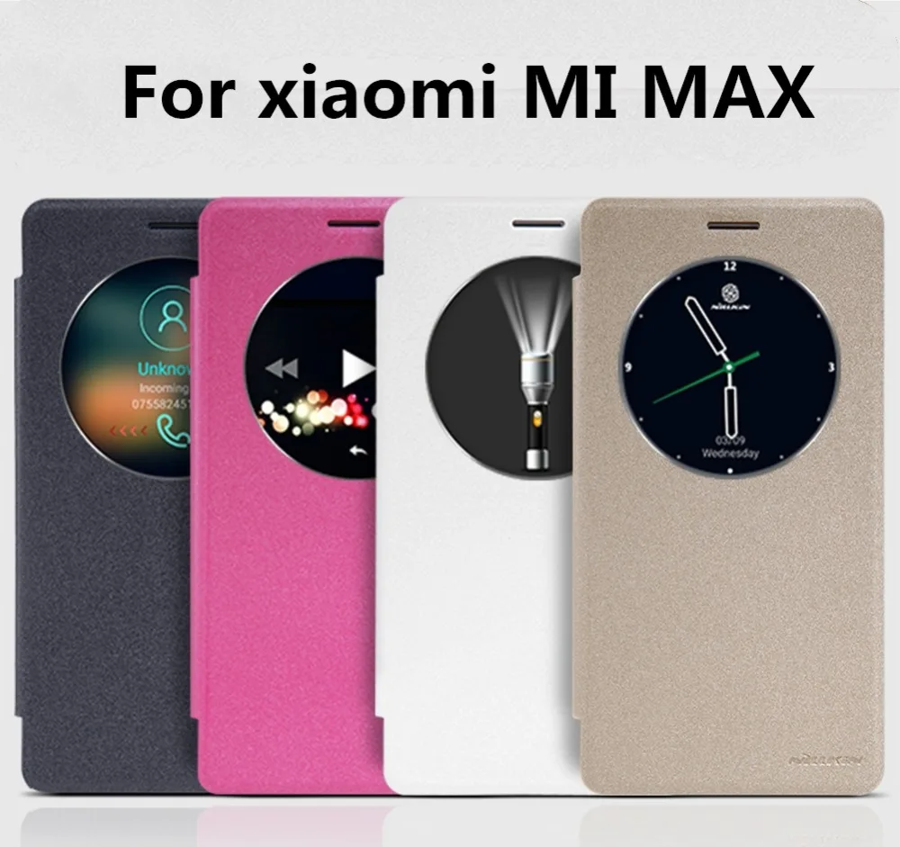 NILLKIN блестящий чехол-флип для xiaomi max PU + PC кожаный чехол smart view window твердый