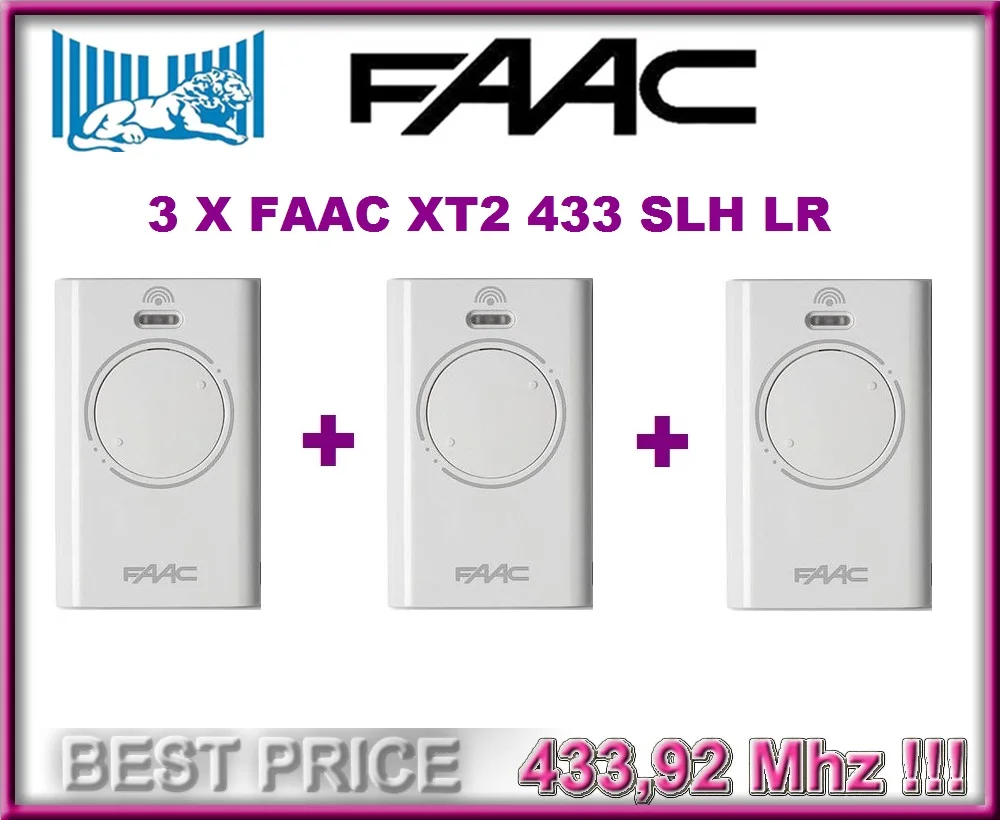 Пульт дистанционного управления FAAC XT2 433 SLH LR, белый 433,92 МГц плавающий код. 3 штуки, не поддерживает клонирование