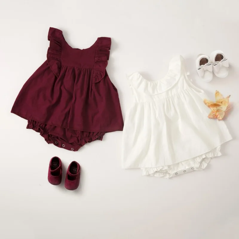 Детское однотонное платье-комбинезон без рукавов с принтом платье для девочек