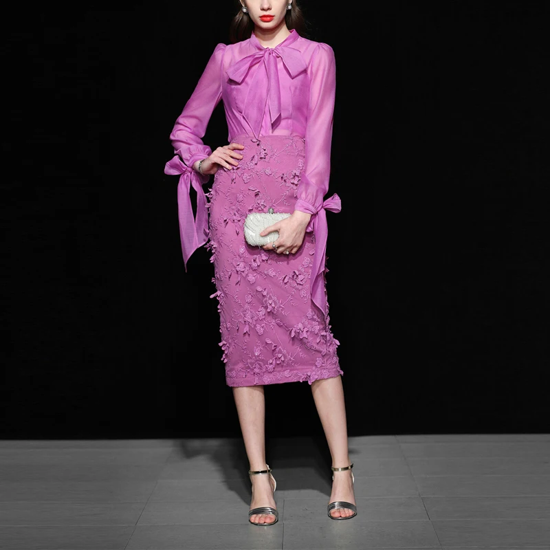 Новое поступление из 2 предметов комплекты Для женщин воротник бант длинный