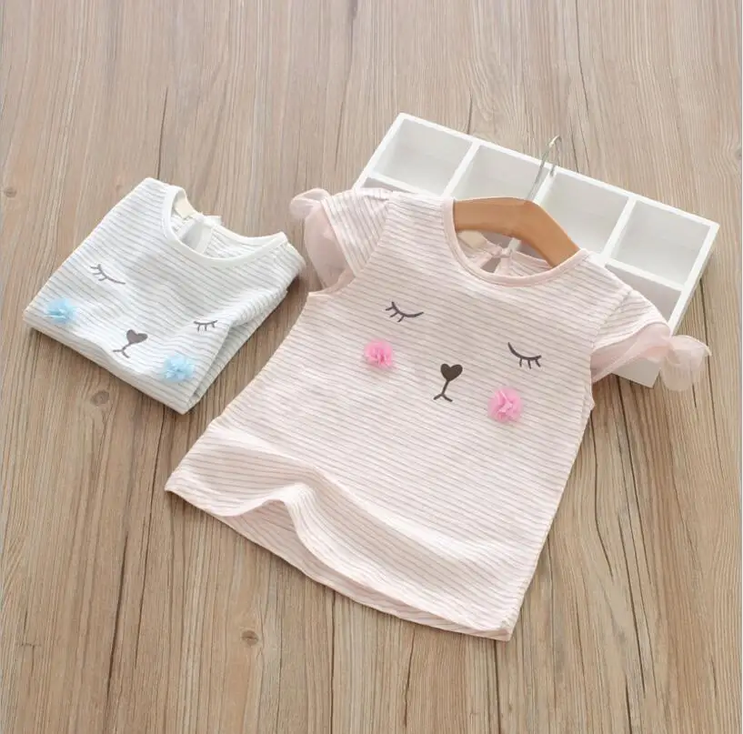 2018 Детские Обувь для девочек мультфильм Хлопок Полосатая футболка принцесса