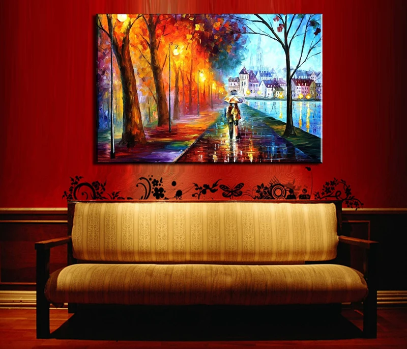 Горячая Распродажа романтическая парная картина ходьба под дождем HD фото