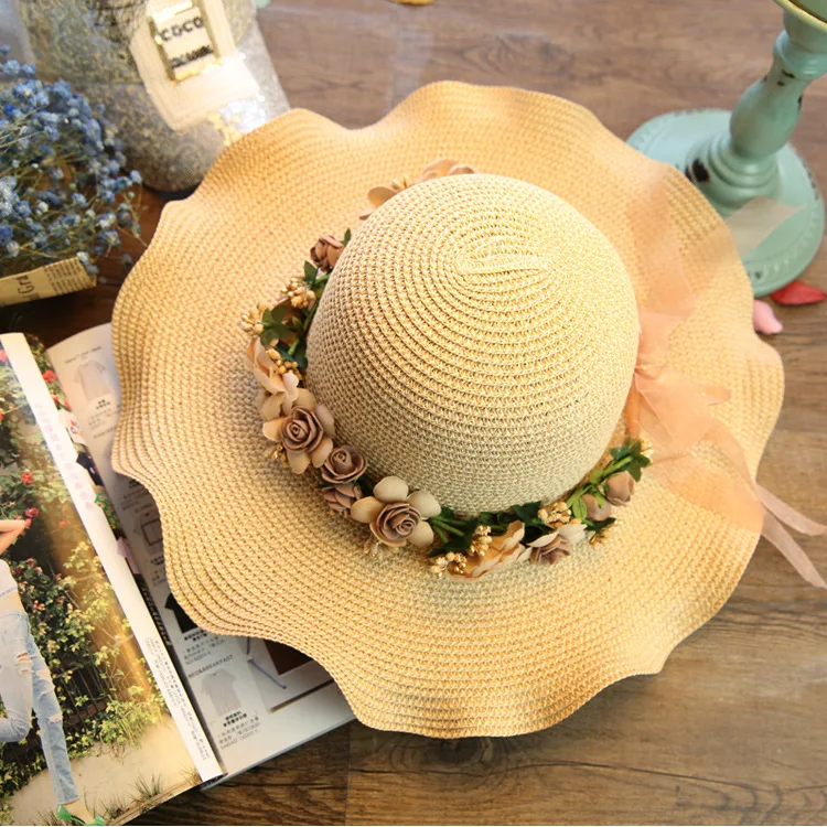 2019 корейская уличная летняя шляпа волнистая Солнцезащитная MS Tide соломенная Brimmed