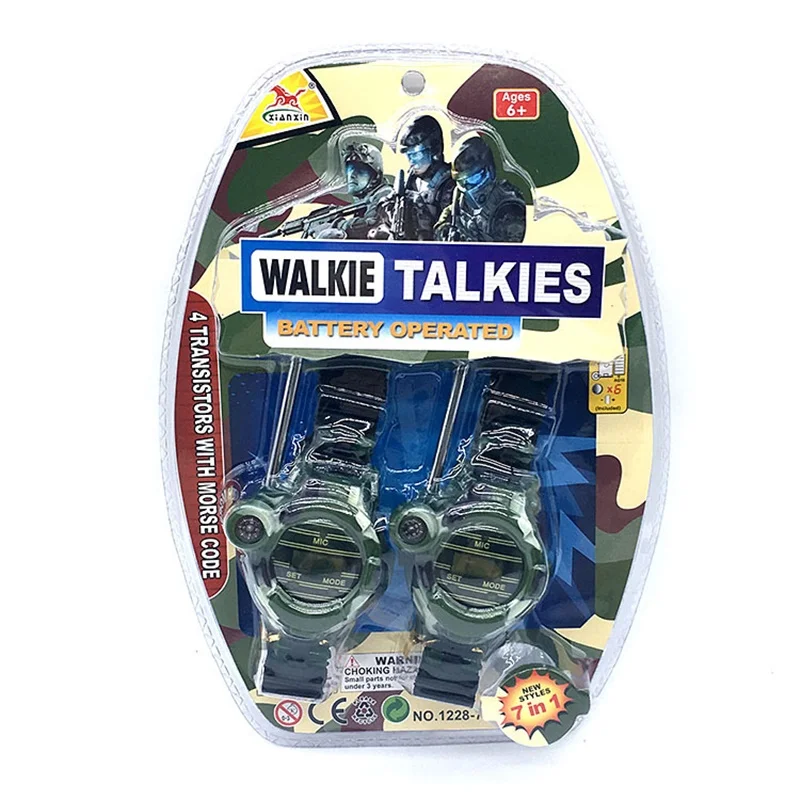 

1 Pair 7-in-1 Camouflage Children's Walkie-talkie Toys Parent-child Interactive Toy Watch Magnifying Glass Luminous Compass Gift