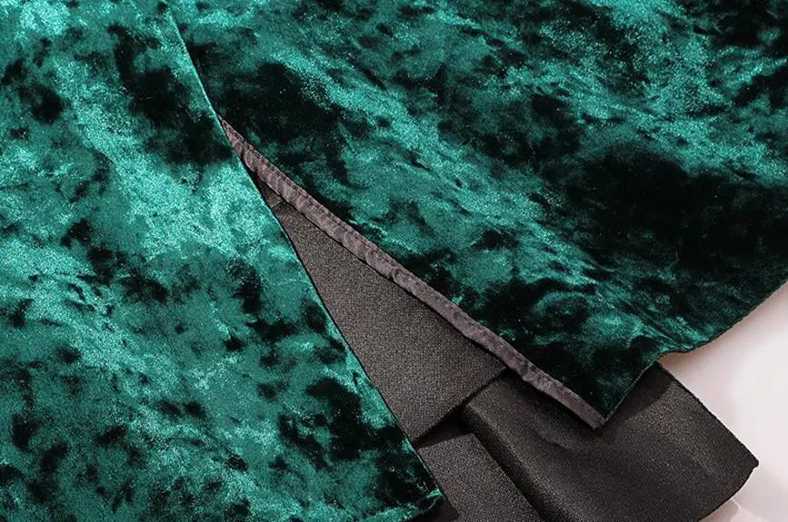 ASYMSAY Europe Lotus Leaf Asymmetry Shiny Fabric Velvet Skirt For Women Back Split Elastic High Waist Skirts Female AC2122