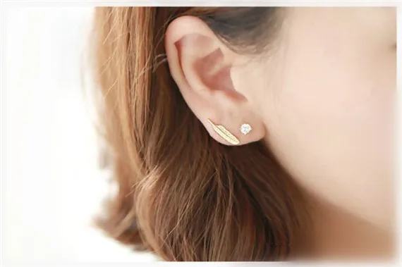 1 пара-металлические длинные серьги-гвоздики с перьями милые листьями дерева для