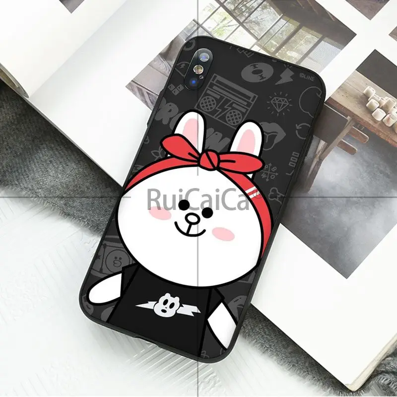 Ruicaica Line Friends BROWN Bear cool Black TPU Soft Phone Cover for Apple iPhone 8 7 6 6S Plus X XS MAX 5 5S SE XR Mobile Cases | Мобильные
