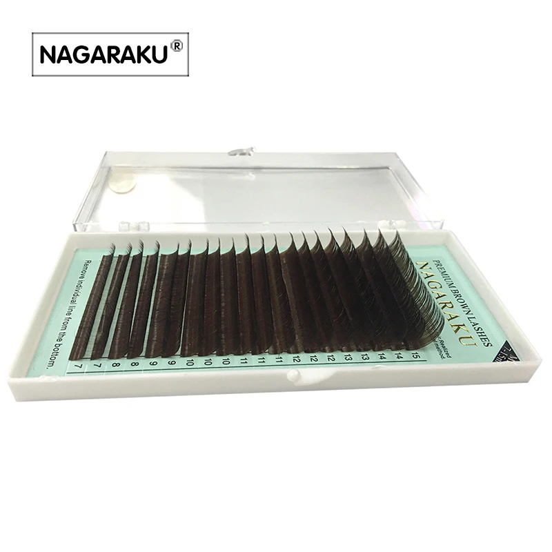 NAGARAKU 3 футляра 20 рядов 7-15Mix коричневые накладные ресницы норковые цветные Накладные ресницы Накладные натуральные коричневые цветные ресницы